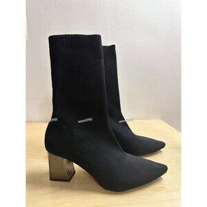 ZARA black block heel sock boots size 37